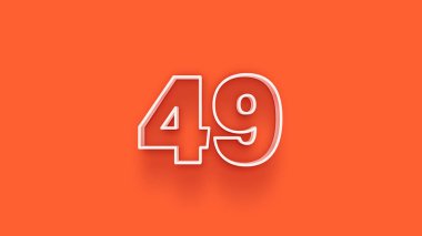 Turuncu arkaplandaki 3d 49 sayısının gösterimi