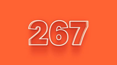 Turuncu arkaplandaki 3d 267 sayısının gösterimi