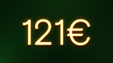 Koyu arkaplanda 121 avroluk altın ışık simgesi fiyat simgesi