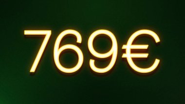 Koyu arkaplanda 769 avroluk altın ışık simgesi fiyat simgesi