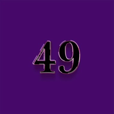 Mor arkaplandaki 3d 49 sayısının gösterimi
