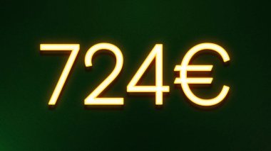 Koyu arkaplanda 724 avroluk altın ışık simgesi fiyat simgesi