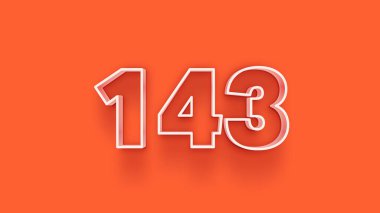Turuncu arkaplandaki 3d 143 sayısının gösterimi