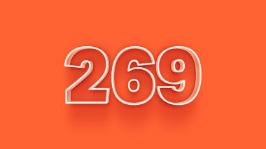 Turuncu arkaplandaki 3d 269 sayısının gösterimi