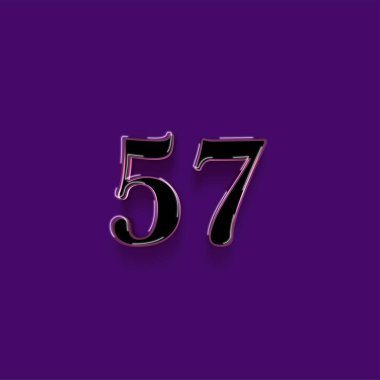 Mor arkaplandaki 3d 57 sayısının gösterimi