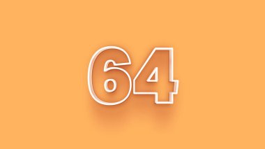 Sarı arkaplanda 3d 64 sayısının gösterimi