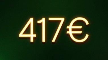 Koyu arkaplanda 417 avroluk altın ışık simgesi fiyat simgesi