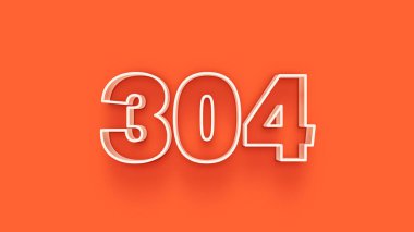 Turuncu arkaplandaki 3d 304 sayısının gösterimi