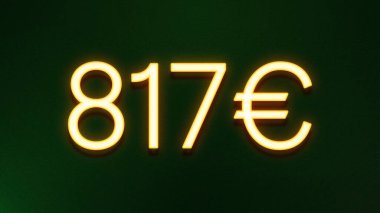 Koyu arkaplanda 817 avroluk altın ışık simgesi fiyat simgesi