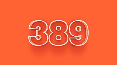 Turuncu arkaplandaki 3d 389 sayısının gösterimi