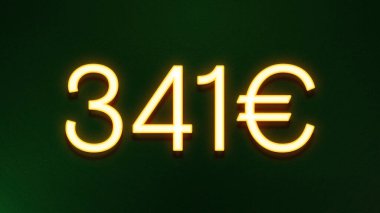 Koyu arkaplanda 341 avroluk altın ışık simgesi fiyat simgesi