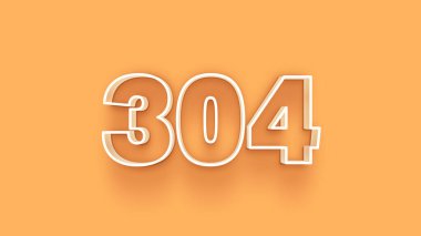 Sarı arkaplandaki 3d 304 sayısının gösterimi