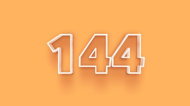 Sarı arkaplandaki 3d 144 sayısının resmi