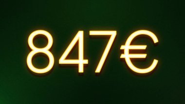 Koyu arkaplanda 847 avroluk altın ışık simgesi fiyat simgesi