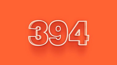 Turuncu arkaplandaki 3d 394 sayısının gösterimi