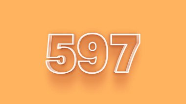 Sarı arkaplandaki 3d 597 sayısının gösterimi
