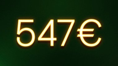 Koyu arkaplanda 547 avroluk altın ışık simgesi fiyat simgesi