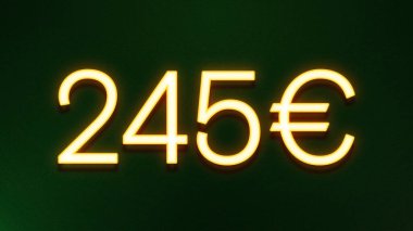 Koyu arkaplanda 245 avroluk altın ışık simgesi fiyat simgesi