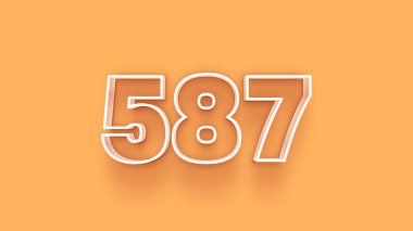 Sarı arkaplandaki 3d 587 sayısının gösterimi