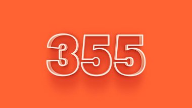 Turuncu arkaplandaki 3d 355 sayısının gösterimi