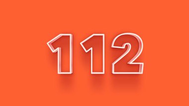 Turuncu arkaplandaki 3d 112 sayısının resmi