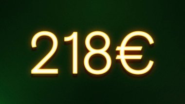 Koyu arkaplanda 218 avroluk altın ışık simgesi
