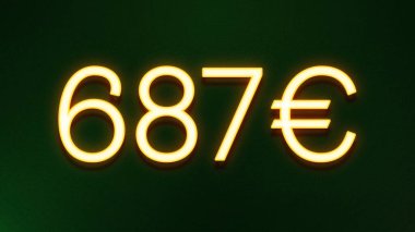 Koyu arkaplanda 687 avroluk altın ışık simgesi