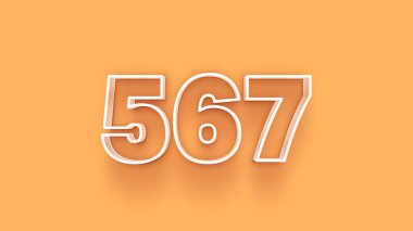 Sarı arkaplandaki 3d 567 sayısının gösterimi