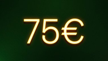 Koyu arkaplanda 75 avroluk altın ışık simgesi fiyat simgesi