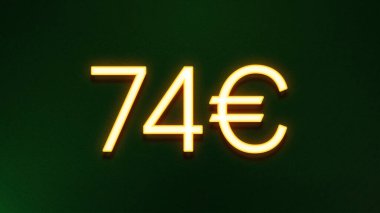 Koyu arkaplanda 74 avroluk altın ışık simgesi fiyat simgesi
