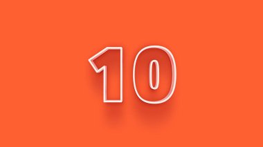 Turuncu arkaplanda 3D 10 sayısının çizimi