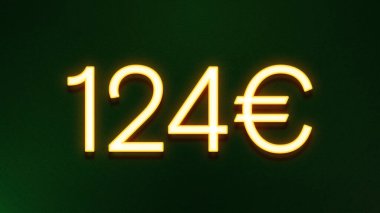 Koyu arkaplanda 124 avroluk altın ışık simgesi fiyat simgesi