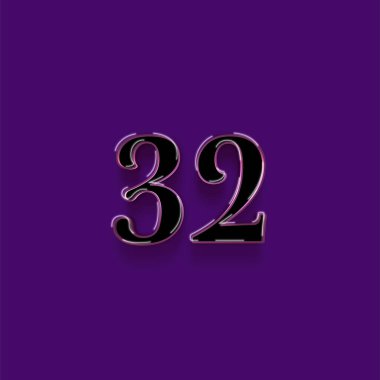 Mor arkaplandaki 3d 32 sayısının gösterimi