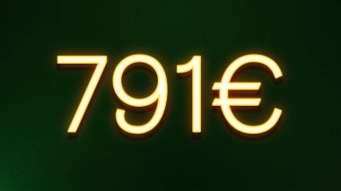 Koyu arkaplanda 791 avroluk altın ışık simgesi fiyat simgesi