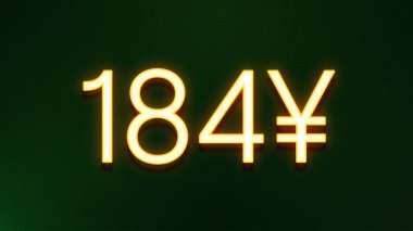 Koyu arkaplanda 184 Yuan 'lık altın ışık simgesi fiyat simgesi