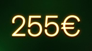 Koyu arkaplanda 255 avroluk altın ışık simgesi