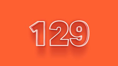 Turuncu arkaplandaki 3d 129 sayısının gösterimi