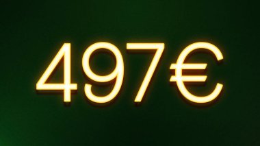 Koyu arkaplanda 497 avroluk altın ışık simgesi fiyat simgesi
