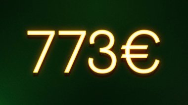Koyu arkaplanda 773 avroluk altın ışık simgesi fiyat simgesi