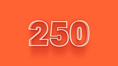 Turuncu arkaplandaki 3d 250 sayısının gösterimi