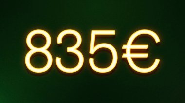 Koyu arkaplanda 835 avroluk altın ışık simgesi fiyat simgesi