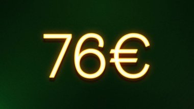 Koyu arkaplanda 76 avroluk altın ışık simgesi fiyat simgesi