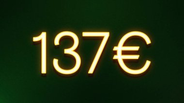 Koyu arkaplanda 137 avroluk altın ışık simgesi fiyat simgesi