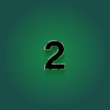 Yeşil arkaplanda 3d 2 numarasının gösterimi