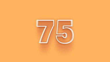 Sarı arkaplanda 3d 75 sayısının gösterimi