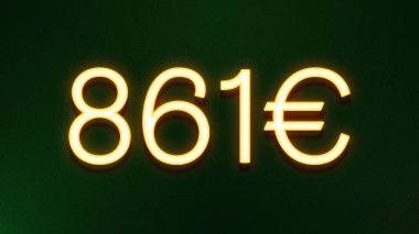 Koyu arkaplanda 861 avroluk altın ışık simgesi fiyat simgesi