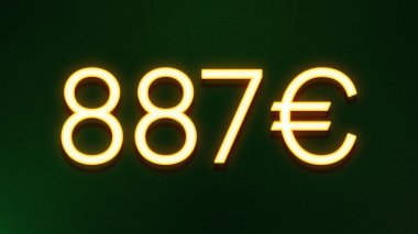 Koyu arkaplanda 887 avroluk altın ışık simgesi