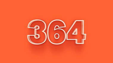 Turuncu arkaplandaki 3d 364 sayısının gösterimi