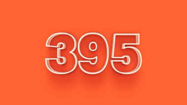 Turuncu arkaplandaki 3d 395 sayısının gösterimi