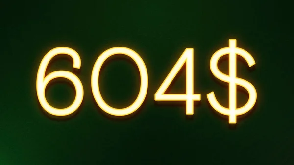 Gyllene Ljus Symbol För 604 Dollar Prisikon Mörk Bakgrund — Stockfoto